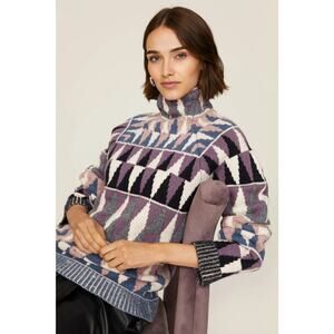 Altuzarra Stilbo Jacquard Knit Turtleneck Sweater Size Medium